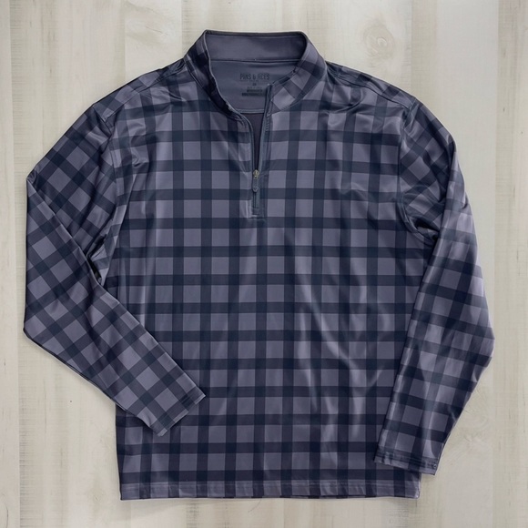 PINS & ACES golf work pullover quarter zip plaid printed jacket XXL gray black - Picture 1 of 5